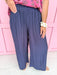 Jincy's Womens Boutique Navy Crinkle Wide Leg Pants Elastic Waist Everyday Wear First of Fall Umgee C6726