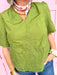 Jincy's Womens Boutique Olive Paisley Embroidered Top with Scallop Hem Everyday Wear First of Fall Entro T33141