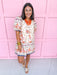Jincy's Womens Boutique Orange Navy Pink Floral Print Mini Dress Everyday Wear First of Fall Entro D32342