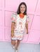 Jincy's Womens Boutique Orange Navy Pink Floral Print Mini Dress Everyday Wear First of Fall Entro D32342