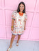 Jincy's Womens Boutique Orange Navy Pink Floral Print Mini Dress Everyday Wear First of Fall Entro D32342