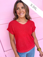 Jincy's Womens Boutique Perfect Knit Top Red Everyday Wear Zenana TW-2489Y-4