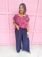 Jincy's Womens Boutique Pink Velvet Fall Floral Print Top First Of Fall Collection Umgee WC5523