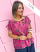 Jincy's Womens Boutique Pink Velvet Fall Floral Print Top First Of Fall Collection Umgee WC5523