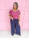 Jincy's Womens Boutique Pink Velvet Fall Floral Print Top First Of Fall Collection Umgee WC5523