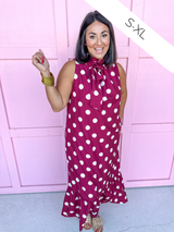 Polka Dot Pretty Dress - Wine/White
