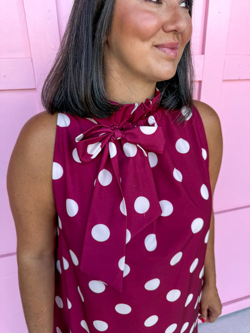 Jincy's Womens Boutique Polka Dot Midi Maxi Dress Ruffle & Tie Neckline Caroline Christian