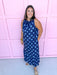 Jincy's Womens Boutique Polka Dot Midi Maxi Dress Ruffle & Tie Neckline Caroline Christian