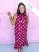 Jincy's Womens Boutique Polka Dot Midi Maxi Dress Ruffle & Tie Neckline Caroline Christian