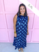 Jincy's Womens Boutique Polka Dot Midi Maxi Dress Ruffle & Tie Neckline Caroline Christian