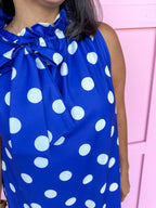 Jincy's Womens Boutique Polka Dot Midi Maxi Dress Ruffle & Tie Neckline Caroline Christian