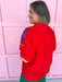 Jincy's Womens Boutique Red Multi Colored Embroidered Top Entro C6180