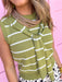 Jincy's Womens Boutique Sleeveless Chartreuse Knit Top With White Stripes Everyday Wear Chic Chartreuse Collection Entro T30711