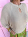 Jincy's Womens Boutique Taupe Keyhole Knit Top Carole Christian Everyday Wear Chic Chartreuse Collection