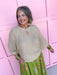 Jincy's Womens Boutique Taupe Keyhole Knit Top Carole Christian Everyday Wear Chic Chartreuse Collection
