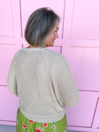 Jincy's Womens Boutique Taupe Keyhole Knit Top Carole Christian Everyday Wear Chic Chartreuse Collection
