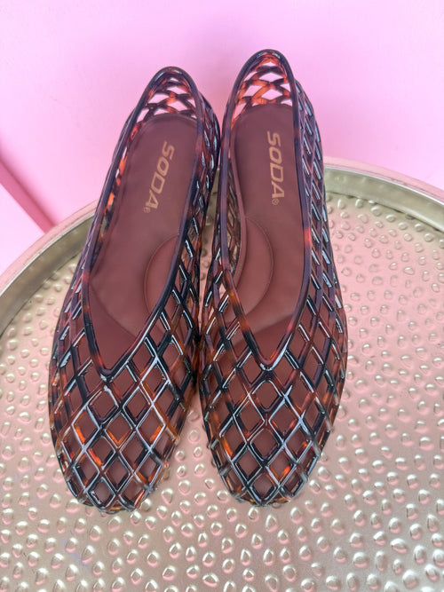Jincy's Womens Boutique Tortoise Jelly Flats