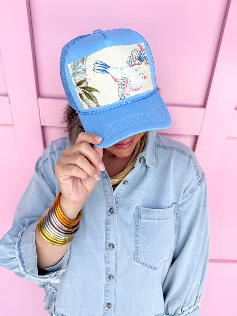 Jincy's Womens Boutique Tucker's Truckers Birds of a Feather Floral & Bird Foam Trucker Hat Everyday Wear First of Fall