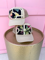 Jincy's Womens Boutique Tucker's Truckers Garden Trellis Floral & Botanical Bird Foam Trucker Hat Everyday Wear Chic Chartreuse Collection