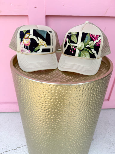 Jincy's Womens Boutique Tucker's Truckers Garden Trellis Floral & Botanical Bird Foam Trucker Hat Everyday Wear Chic Chartreuse Collection