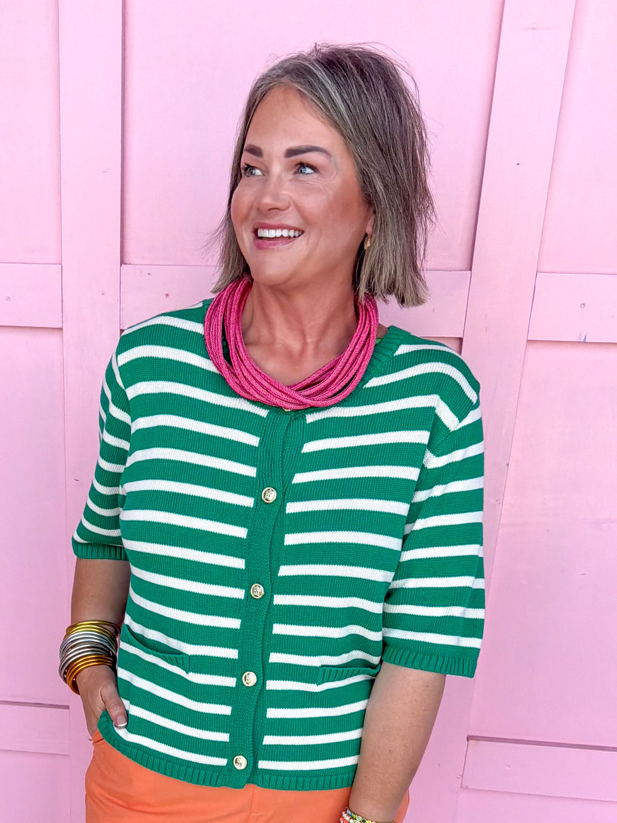 Stripe Standard Top - Kelly Green
