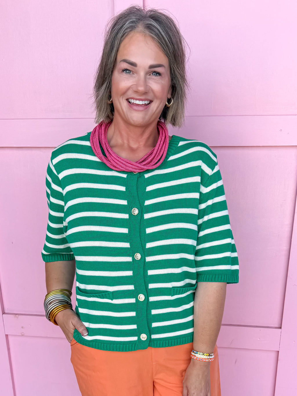 Stripe Standard Top - Kelly Green