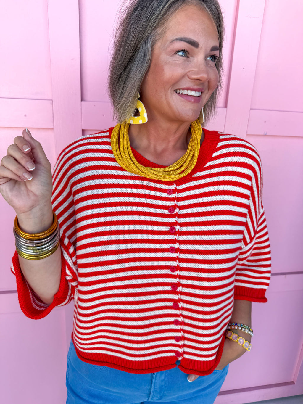 Striped To Perfection Top - Red