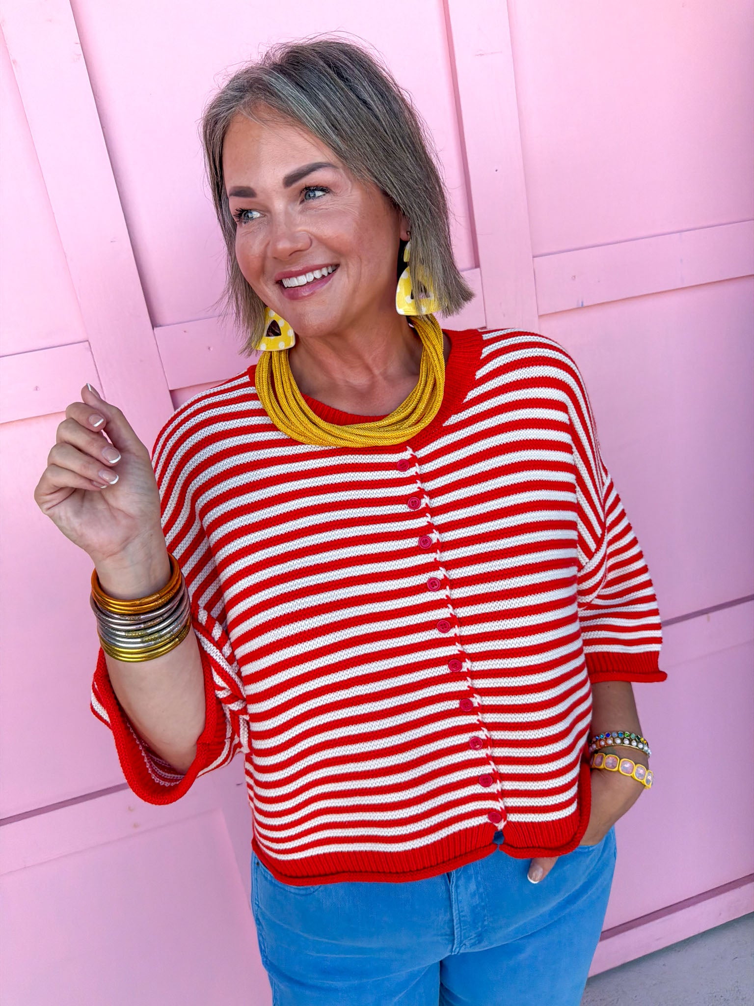 Striped To Perfection Top - Red
