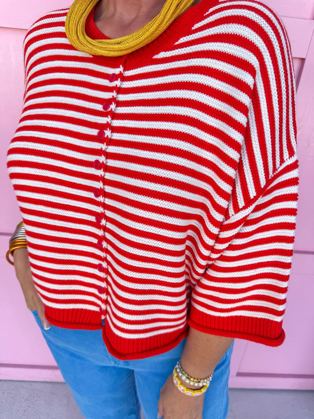 Striped To Perfection Top - Red