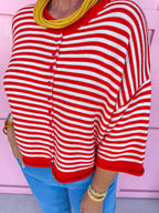 Striped To Perfection Top - Red