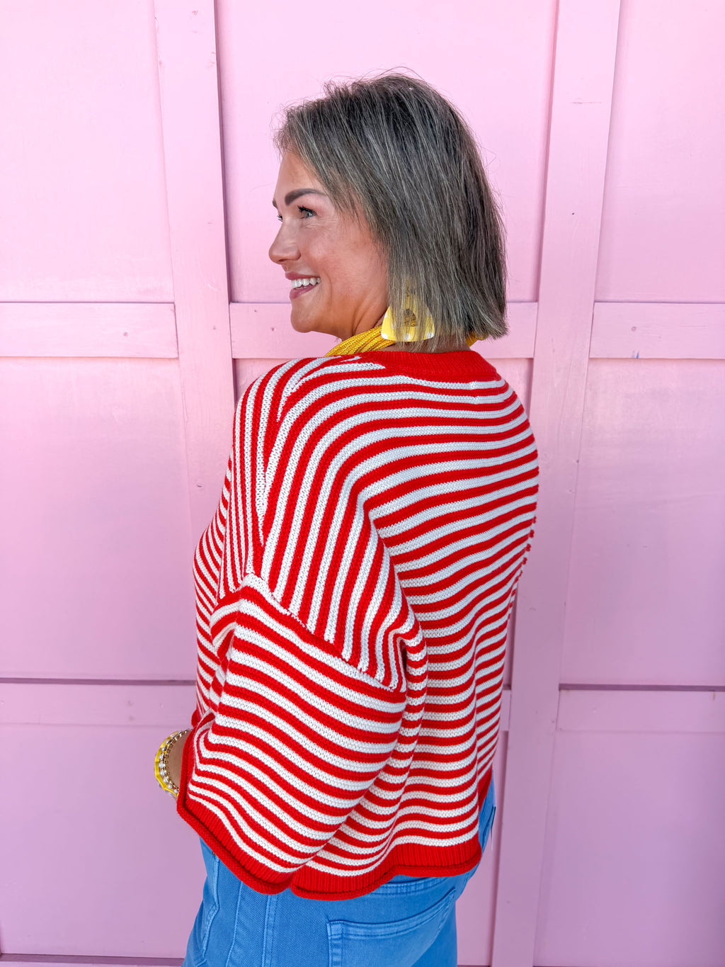 Striped To Perfection Top - Red