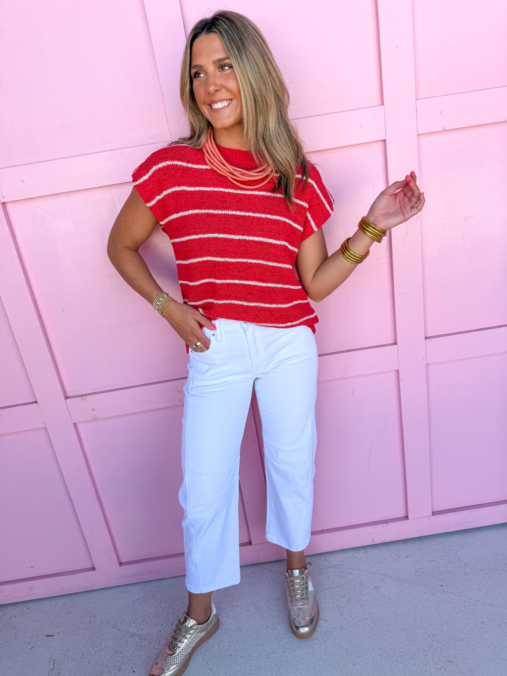 Stripe State of Mind Top - Red
