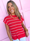 Stripe State of Mind Top - Red
