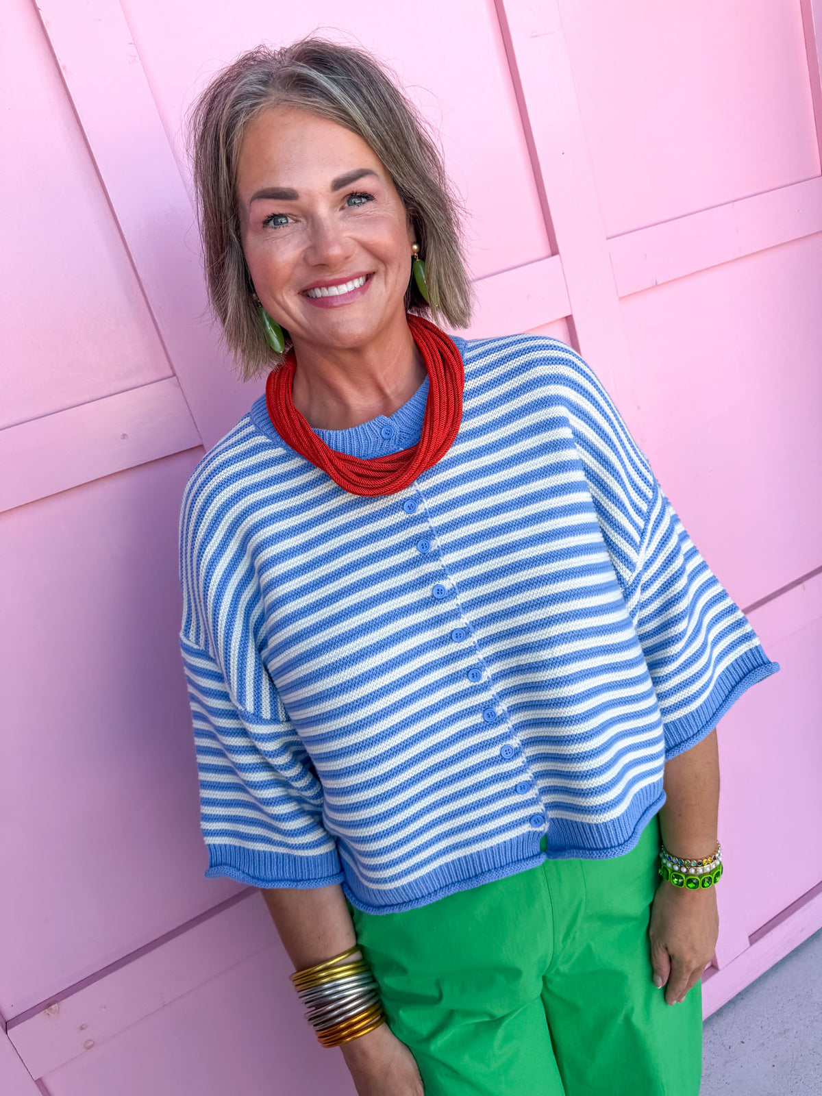 Striped To Perfection Top - Blue