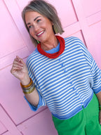 Striped To Perfection Top - Blue