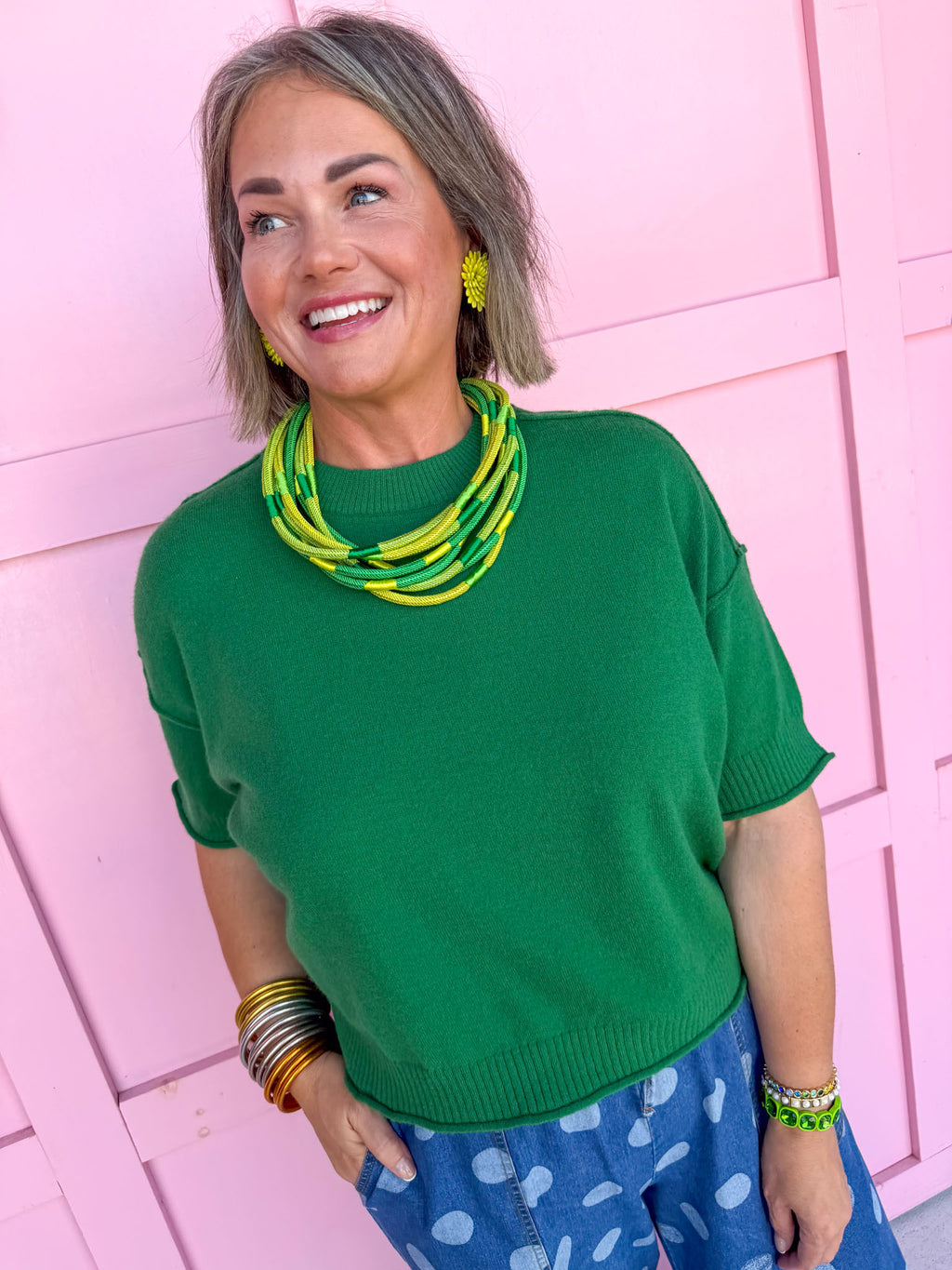 Easy Going Knit Top - Kelly Green