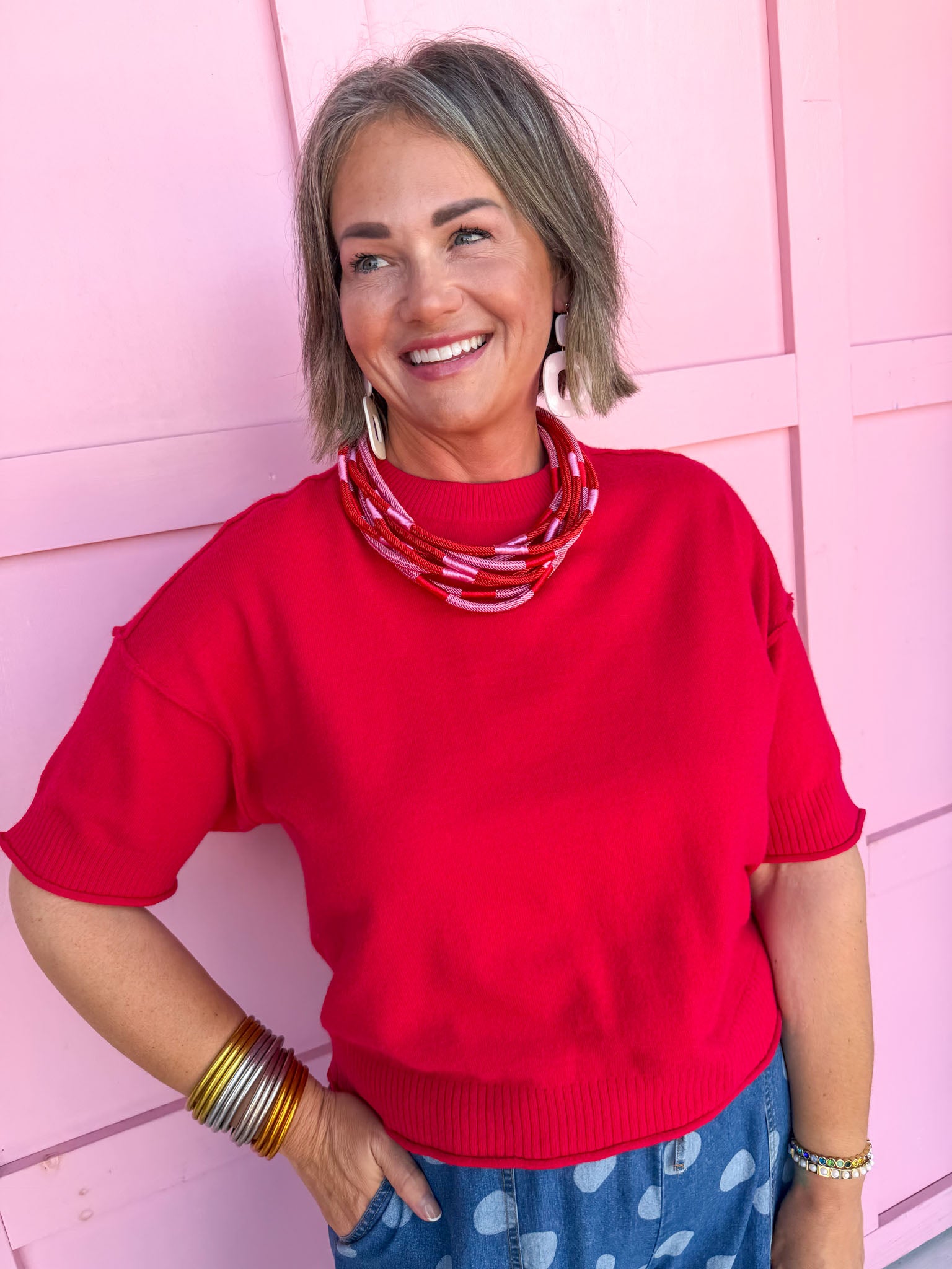 Easy Going Knit Top - Ruby