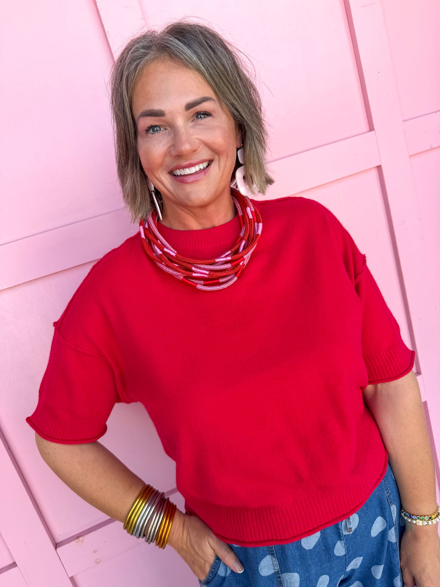 Easy Going Knit Top - Ruby