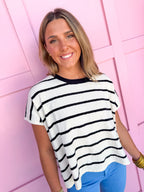 Striped Essential Top - Black