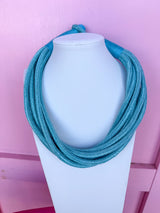 Multi Strand Slub Rope Necklace - Turquoise