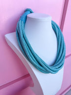 Multi Strand Slub Rope Necklace - Turquoise
