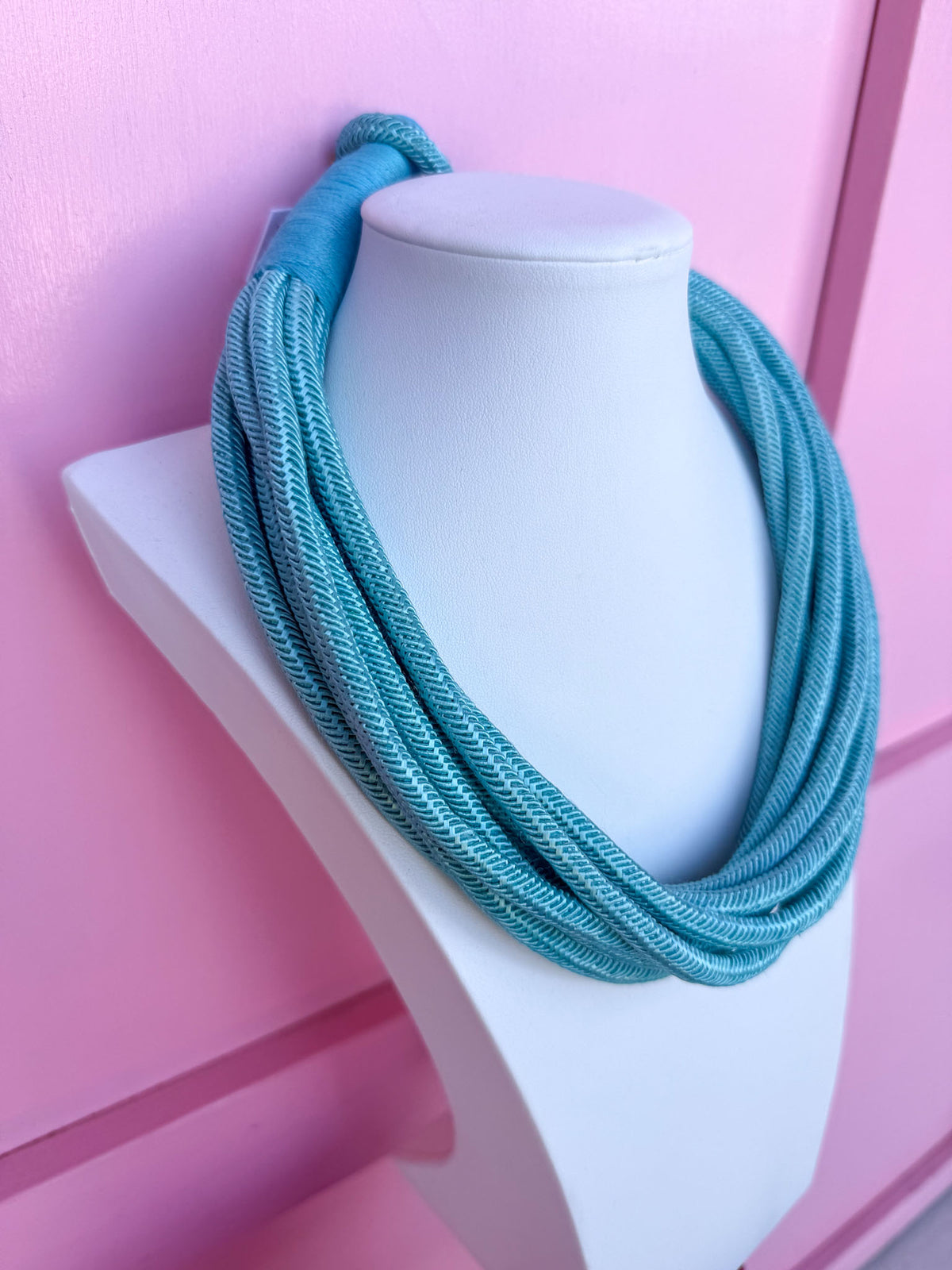 Multi Strand Slub Rope Necklace - Turquoise