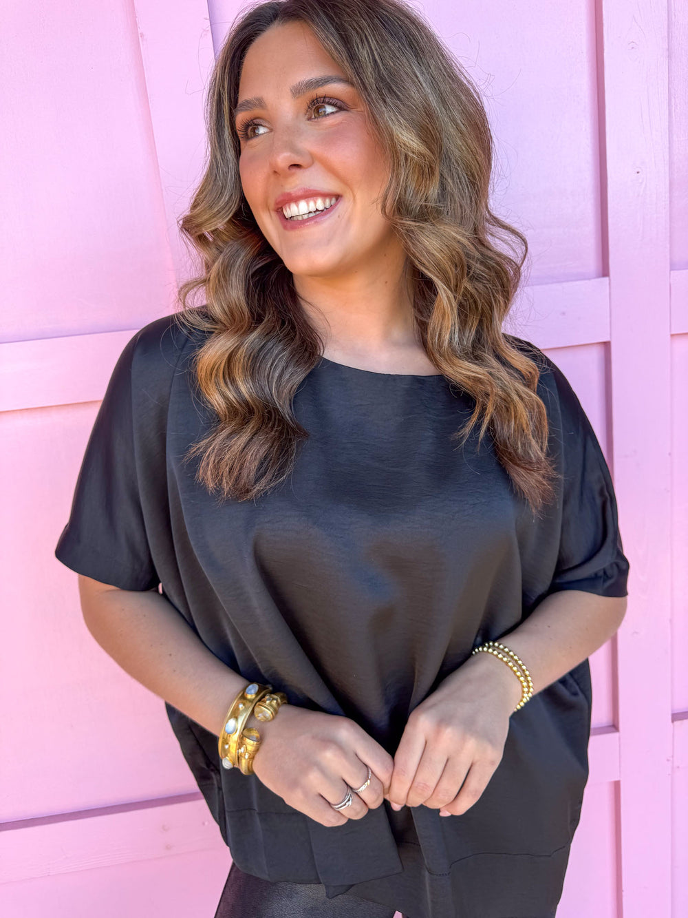 womens boutique drop shoulder black blouse jincy's 