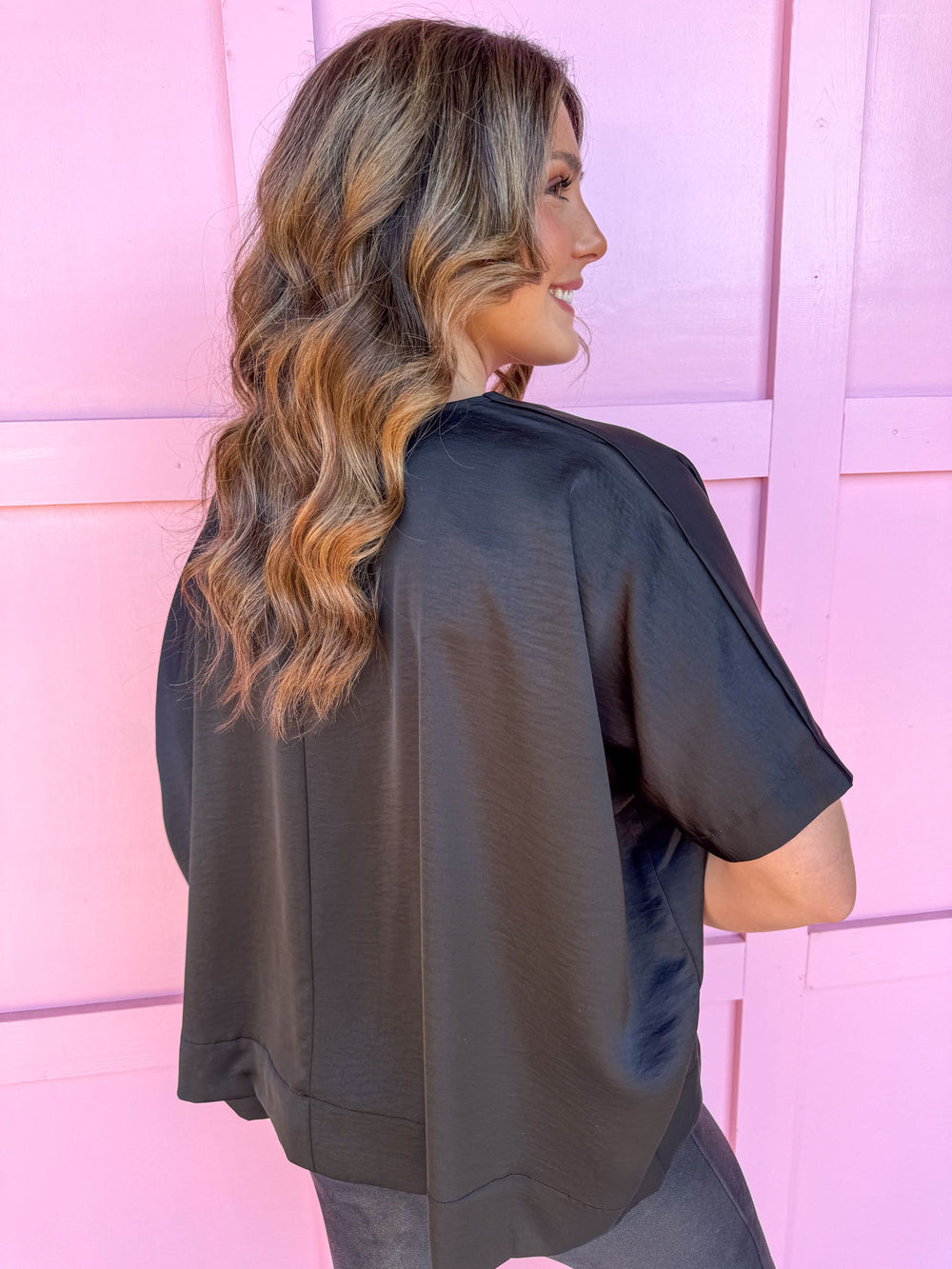 womens boutique drop shoulder black blouse jincy's 