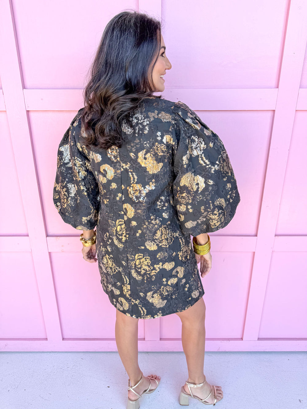 Jincy's Women's Boutique Winter Styles Holiday Black Jacquard Dress