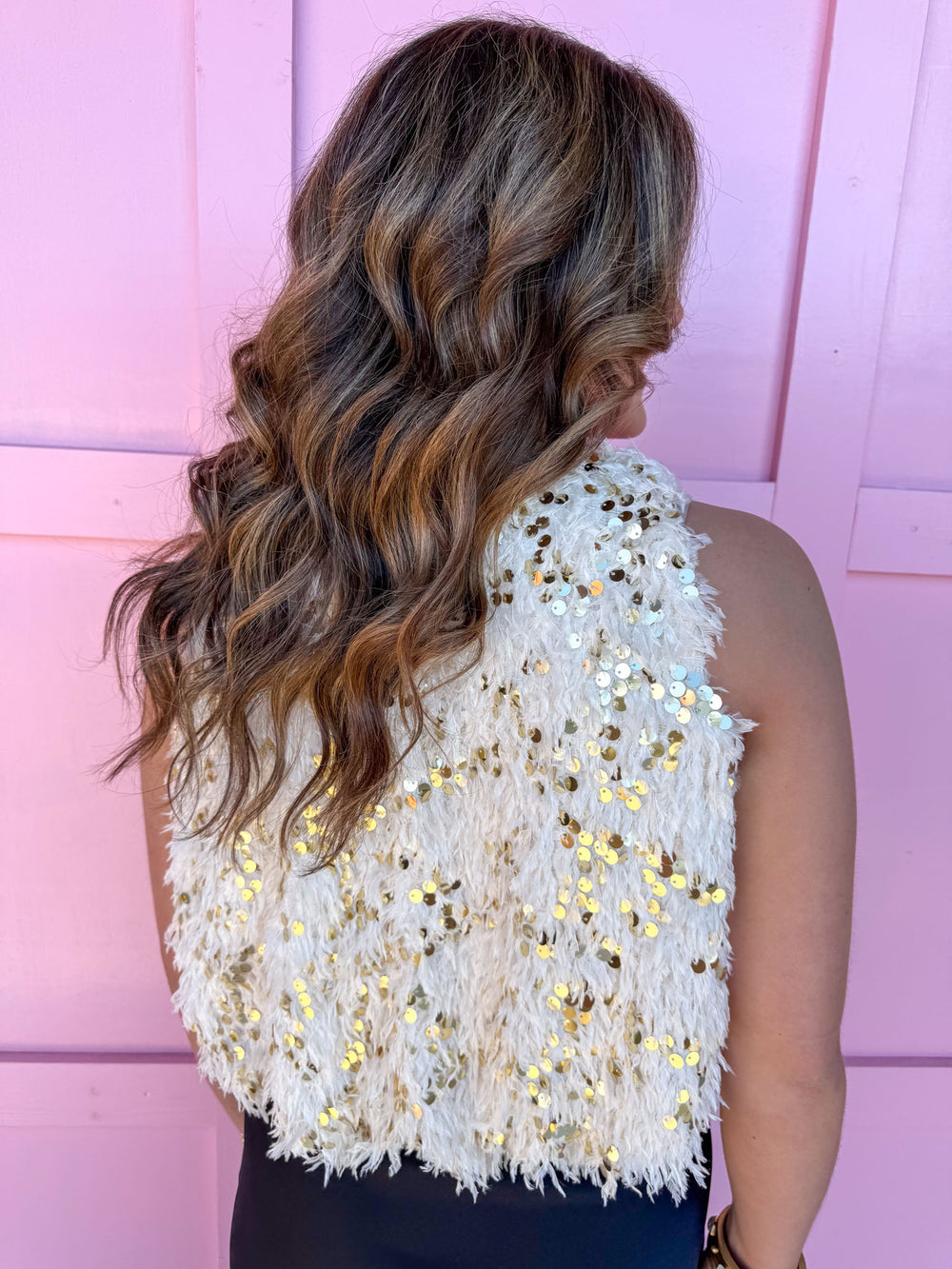 Crew Neckline Feather Like Embellishments Gold Sequins womens holiday parties boutique jincy's