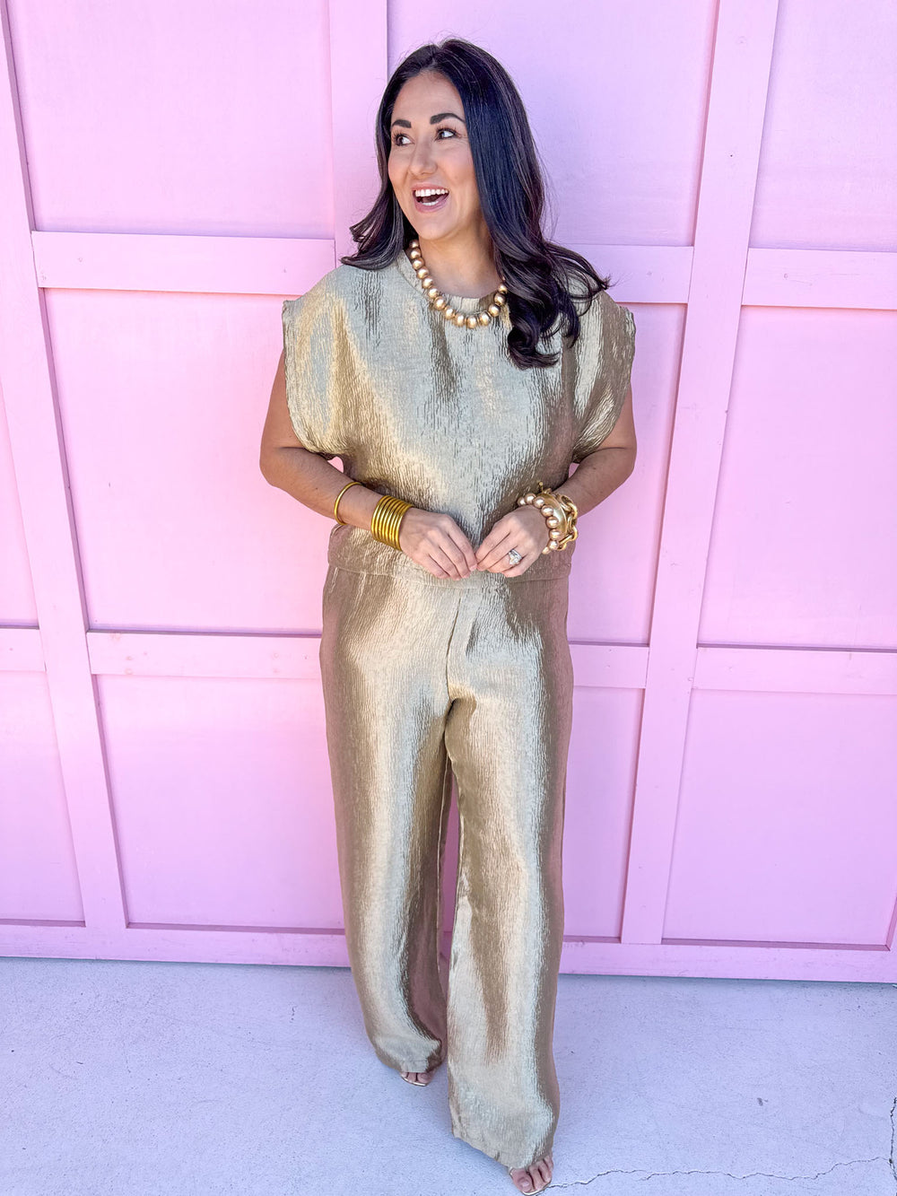Jincy's Women's Boutique Winter Styles Holiday Gold Metallic Set