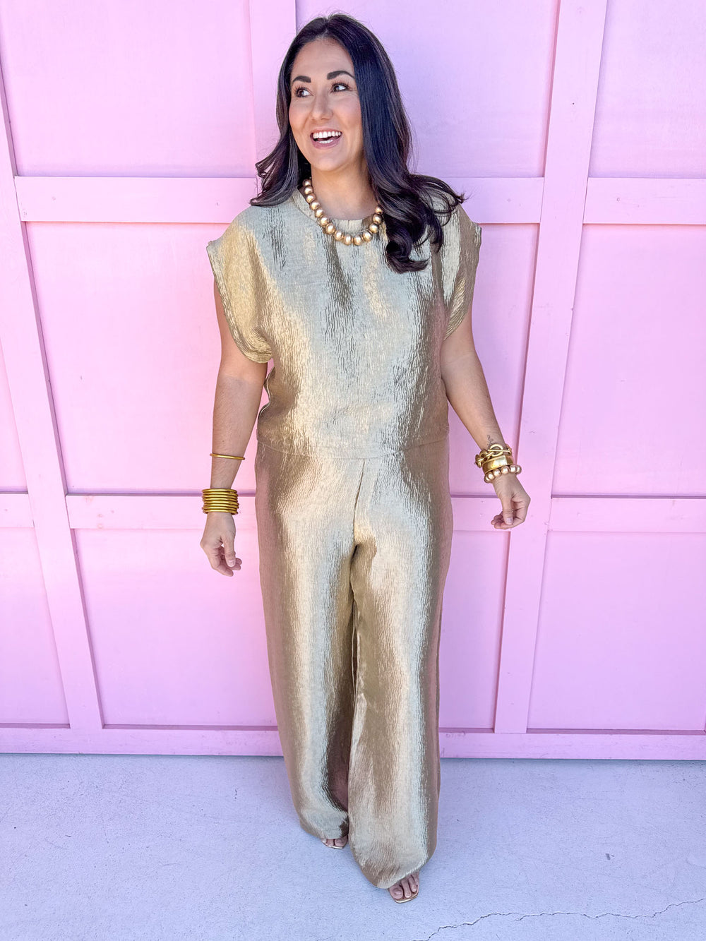 Jincy's Women's Boutique Winter Styles Holiday Gold Metallic Set