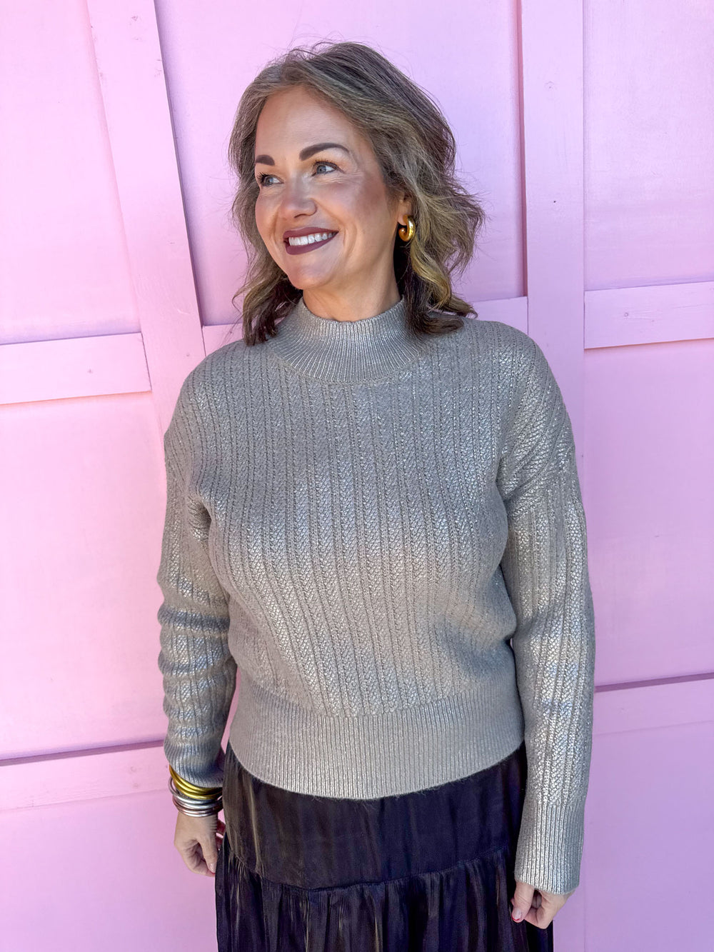 Jincy's Women's Boutique Winter Styles Plus Size Holiday Silver Sweater