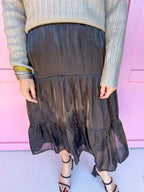 Jincy's Women's Boutique Winter Styles Holiday Black Tiered Skirt